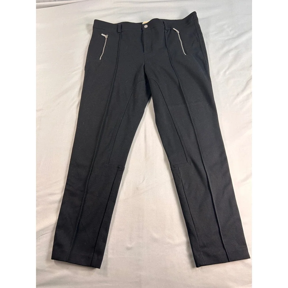 Michael Kors Womens XL Black Equestrian Skinny Pants Zipper Pockets High Rise‎